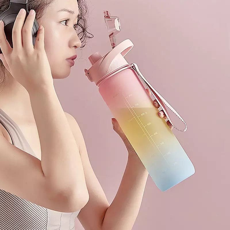 1L Fashion Large Capacity Sport Plastic Drinking Bottle, Time Marker Fitness Jug, Kettle Gym Water Drinking Bottle 1L Fashion Large Capacity Sport Plastic Drinking Bottle, Time Marker Fitness Jug, Kettle Gym Water Drinking Bottle